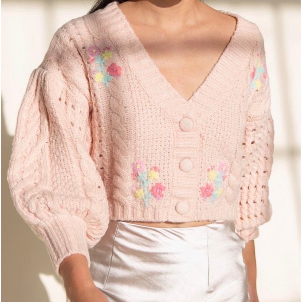 For Love and Lemons cropped Amaryllis cardigan
